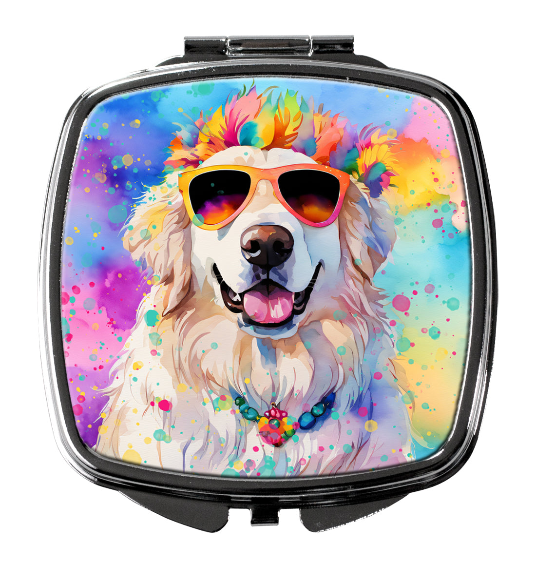 DAC2515SCM 3 x 2.75 in. Great Pyrenees Hippie Dawg Compact Mirror