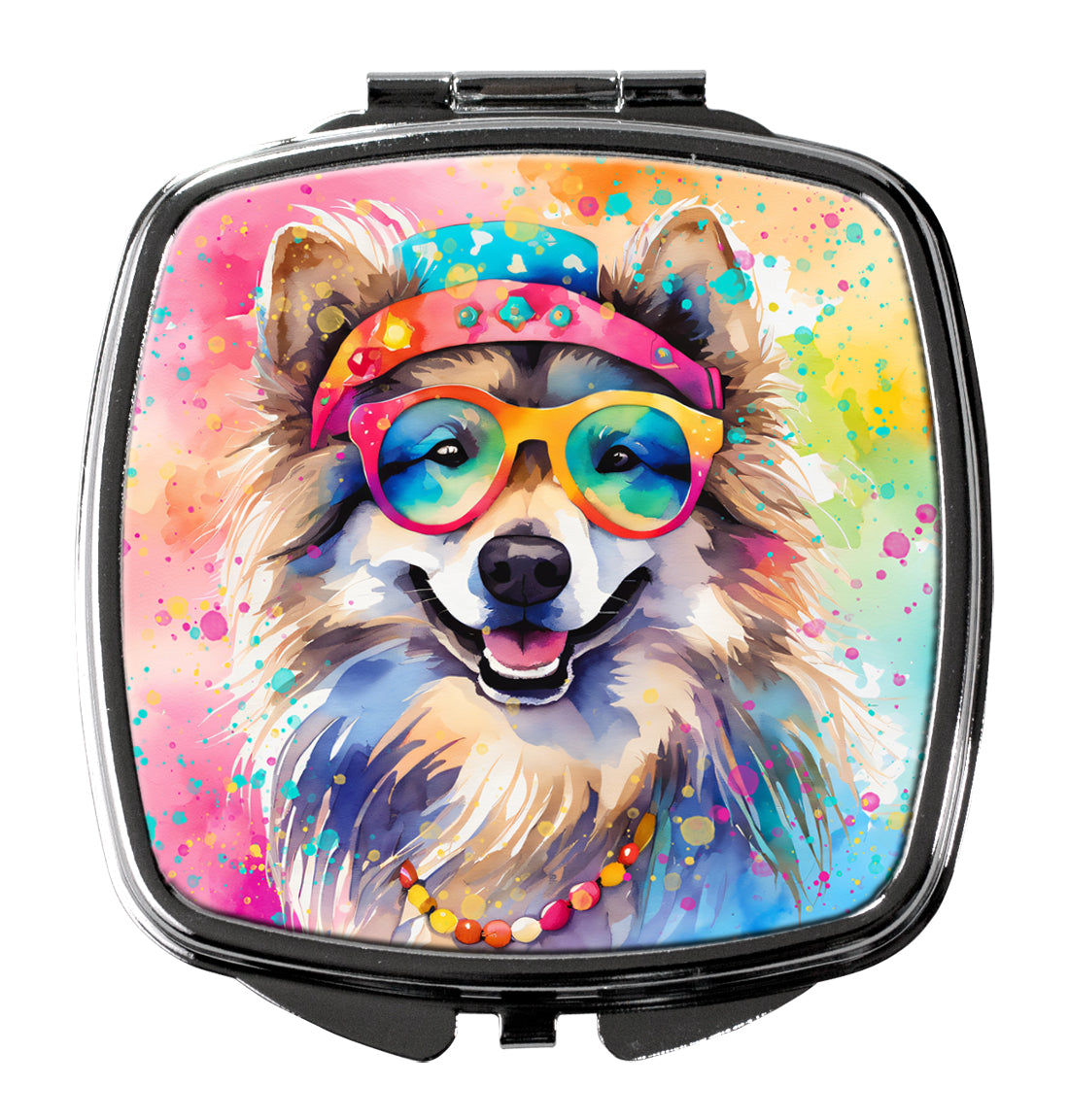 3 x 2.75 in. Keeshond Hippie Dawg Compact Mirror