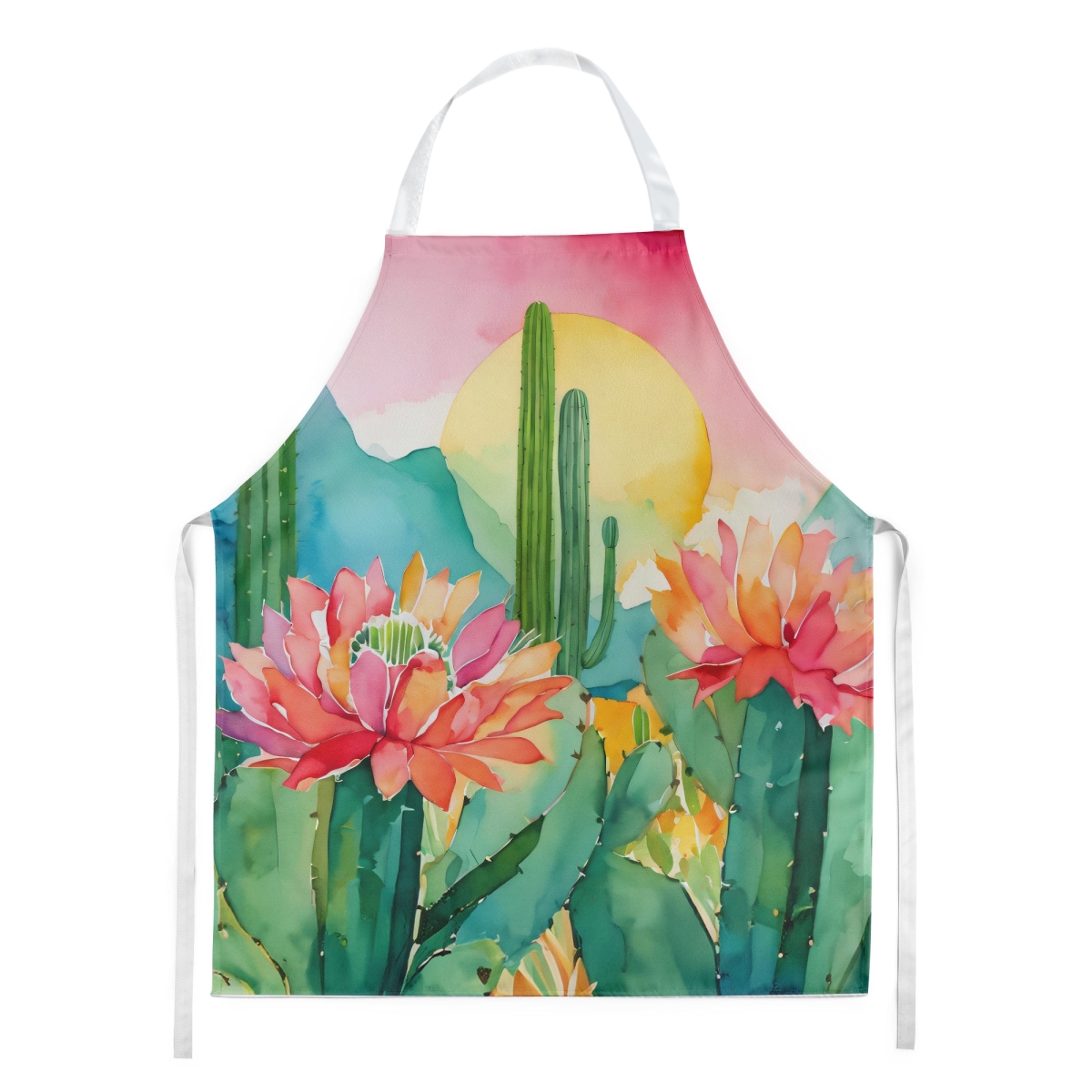 Picture of Carolines Treasures DAC1625APRON 30 x 27 in. Arizona Saguaro Cactus Blossom in Watercolor Apron