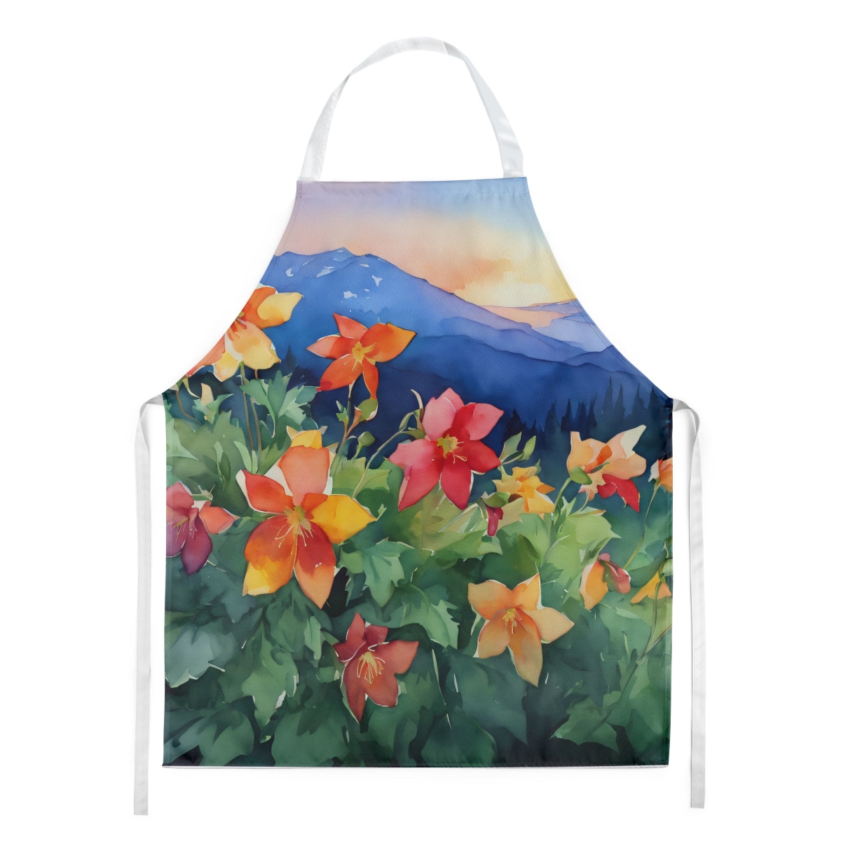 Picture of Carolines Treasures DAC1632APRON 30 x 27 in. Colorado Rocky Mountain Columbine in Watercolor Apron