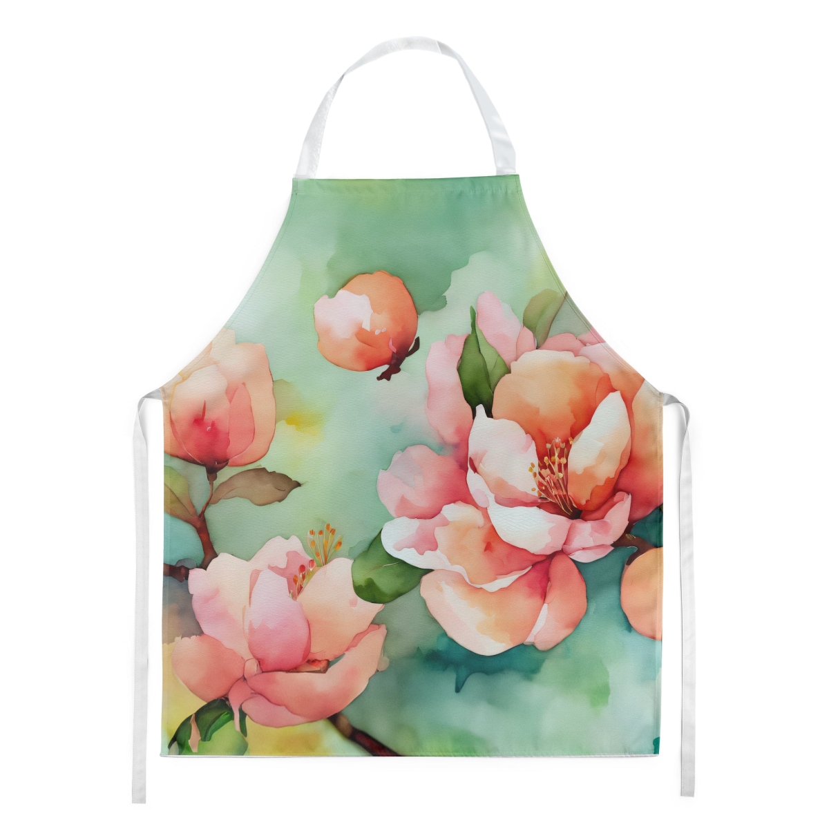 Picture of Carolines Treasures DAC1636APRON 30 x 27 in. Delaware Peach Blossom in Watercolor Apron