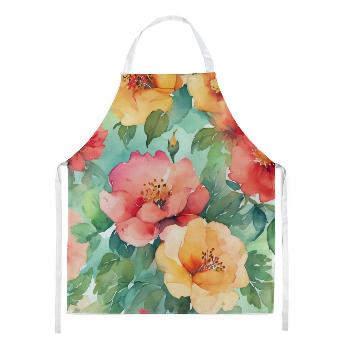 Picture of Carolines Treasures DAC1640APRON 30 x 27 in. Georgia Cherokee Rose in Watercolor Apron