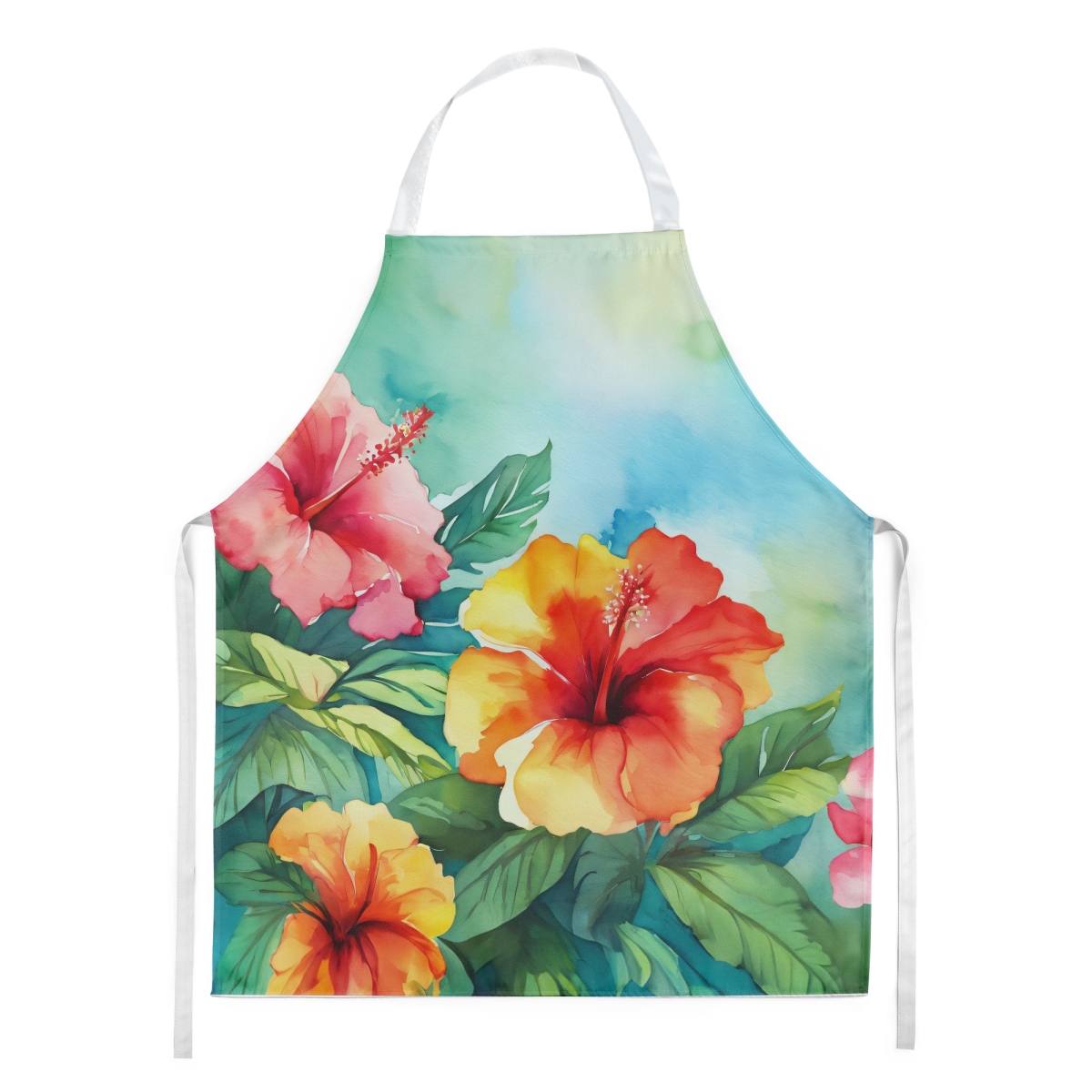 Picture of Carolines Treasures DAC1641APRON 30 x 27 in. Hawaii Hawaiian Hibiscus in Watercolor Apron