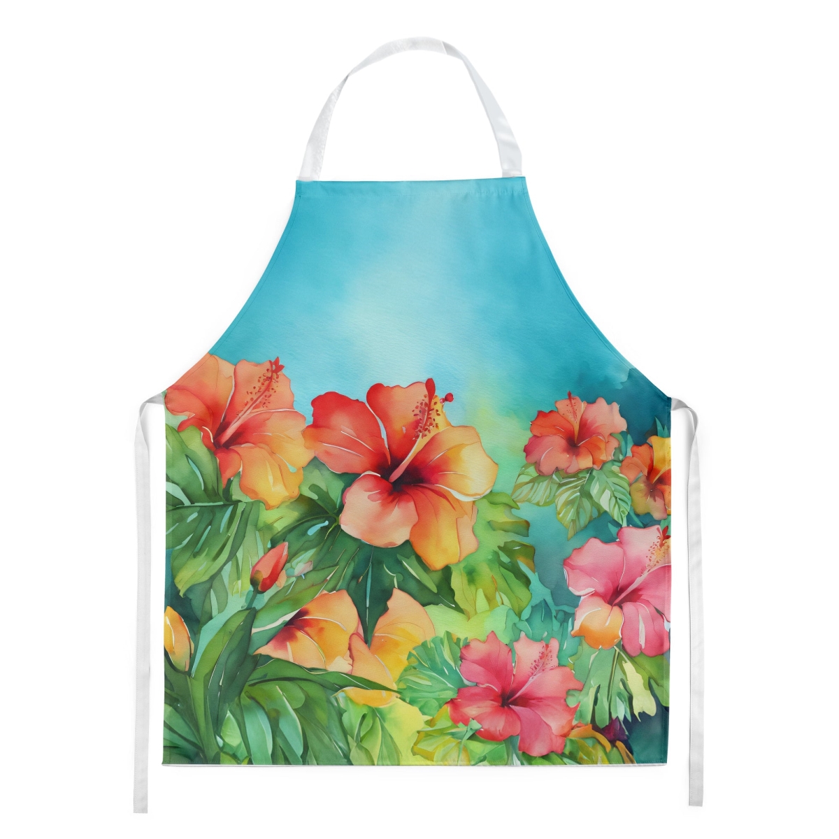 Picture of Carolines Treasures DAC1642APRON 30 x 27 in. Hawaii Hawaiian Hibiscus in Watercolor Apron