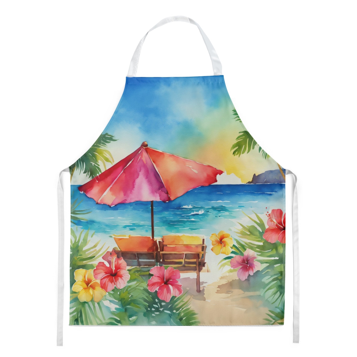 Picture of Carolines Treasures DAC1643APRON 30 x 27 in. Hawaii Hawaiian Hibiscus in Watercolor Apron