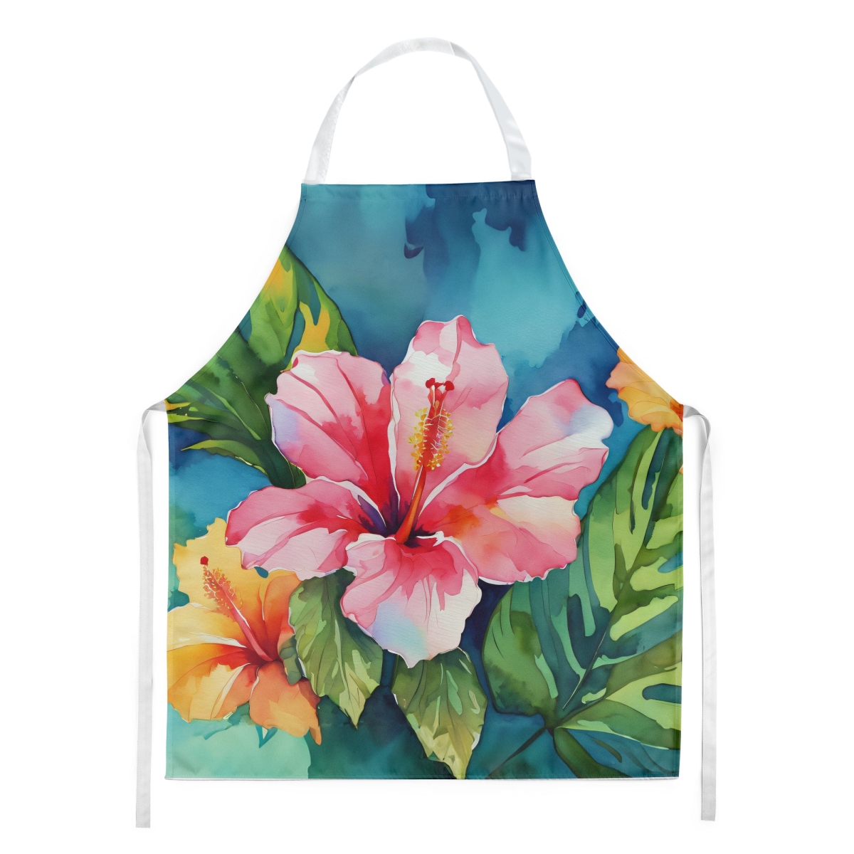 Picture of Carolines Treasures DAC1644APRON 30 x 27 in. Hawaii Hawaiian Hibiscus in Watercolor Apron