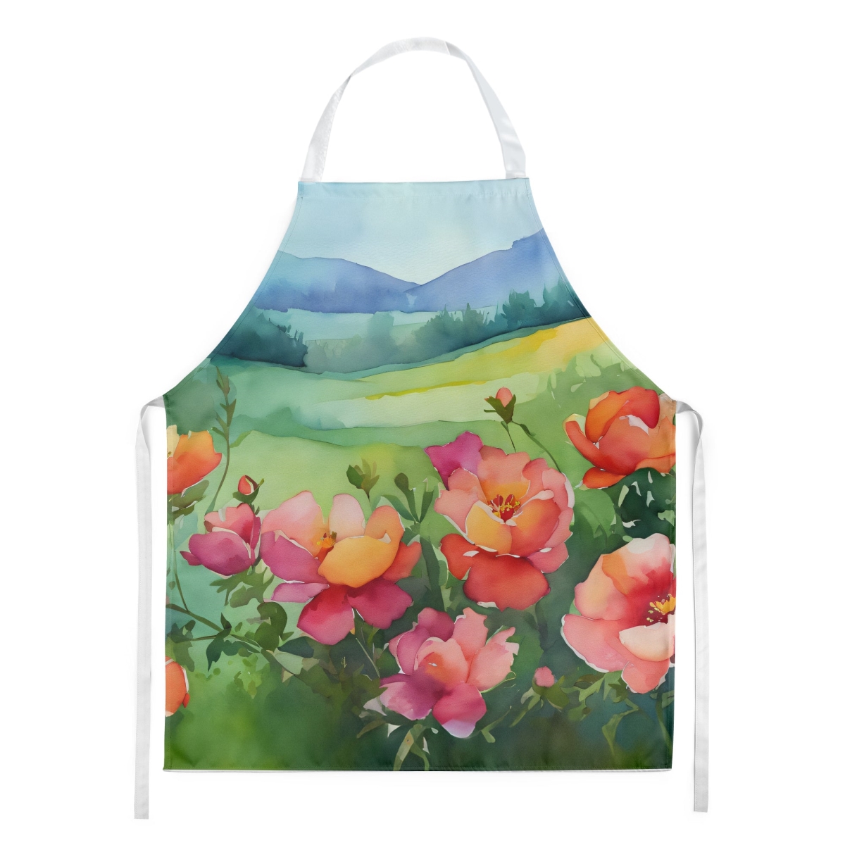 Picture of Carolines Treasures DAC1652APRON 30 x 27 in. Iowa Wild Prairie Roses in Watercolor Apron