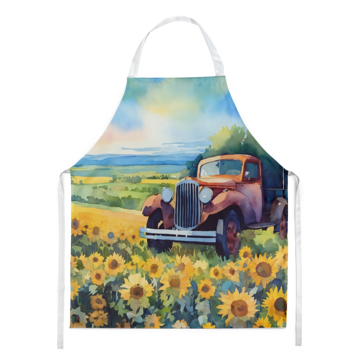Picture of Carolines Treasures DAC1654APRON 30 x 27 in. Kansas Sunflowers in Watercolor Apron