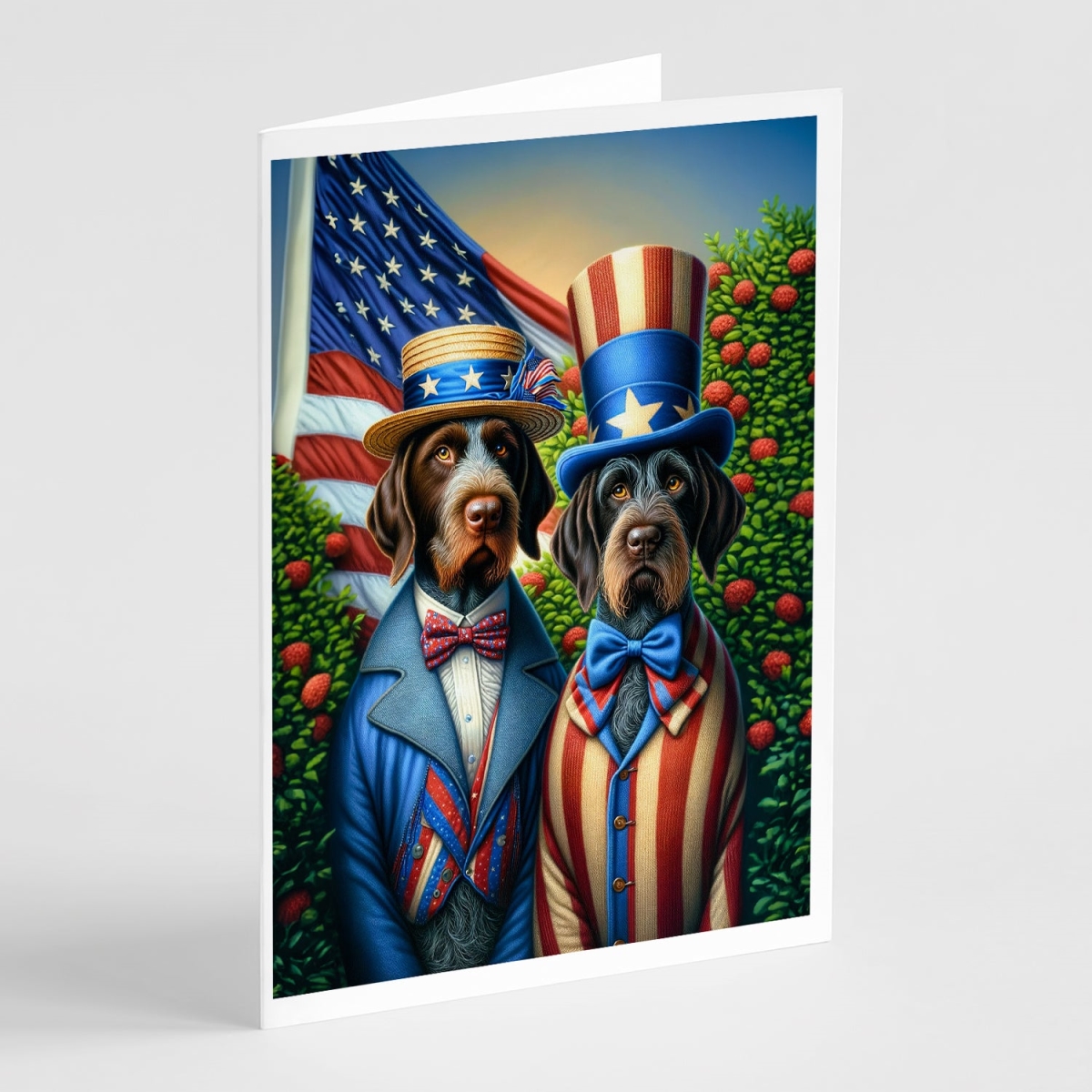 DAC4241GCA7P 5 x 7 in. All American German Wirehaired Pointer Greeting Cards - Pack of 8