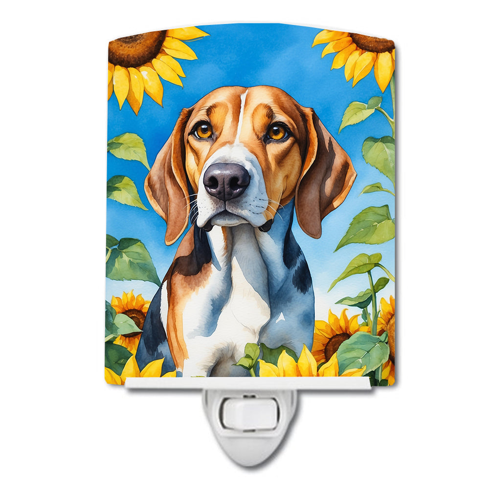 6 x 4 in. American Foxhound in Sunflowers Ceramic Night Light