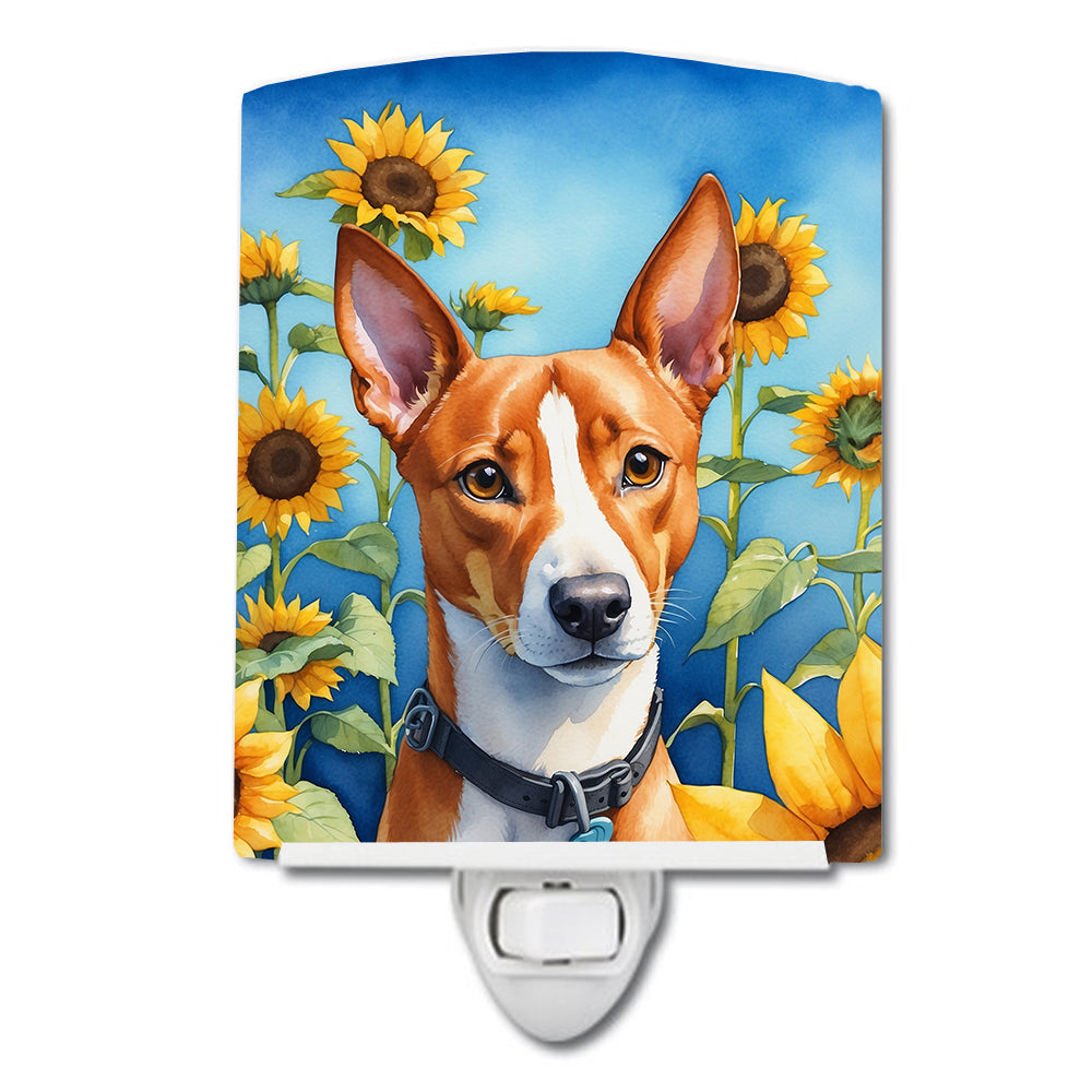 DAC6016CNL 6 x 4 in. Basenji in Sunflowers Ceramic Night Light