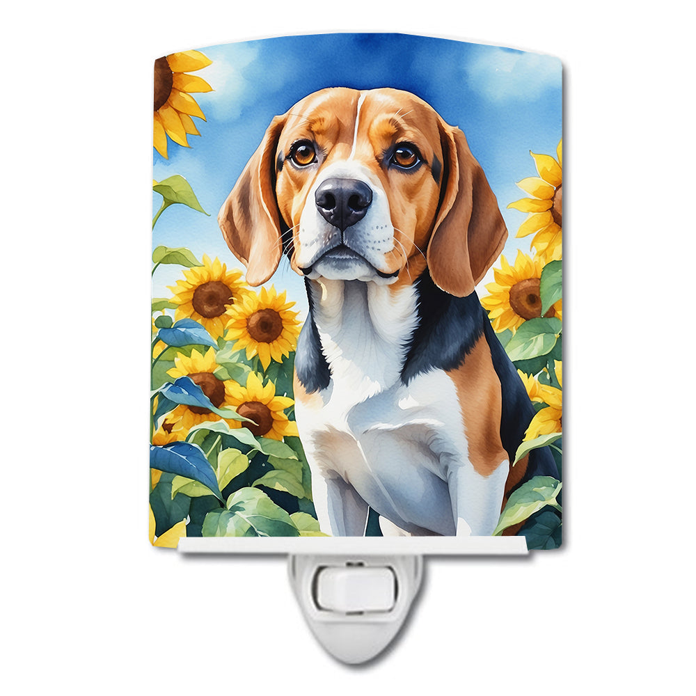 DAC6019CNL 6 x 4 in. Beagle in Sunflowers Ceramic Night Light