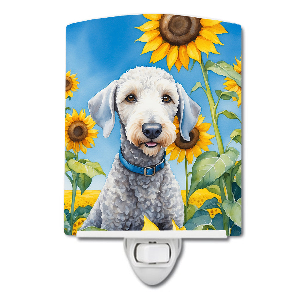 DAC6021CNL 6 x 4 in. Bedlington Terrier in Sunflowers Ceramic Night Light
