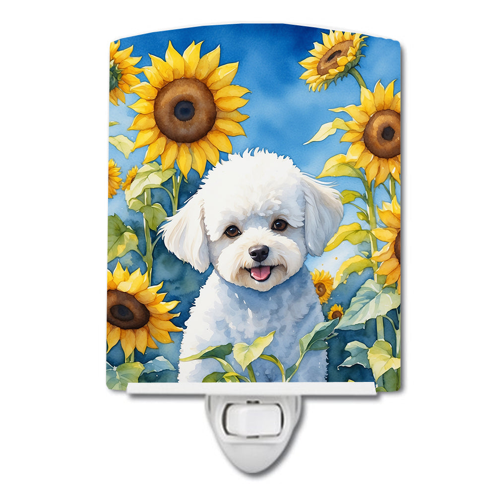 DAC6027CNL 6 x 4 in. Bichon Frise in Sunflowers Ceramic Night Light
