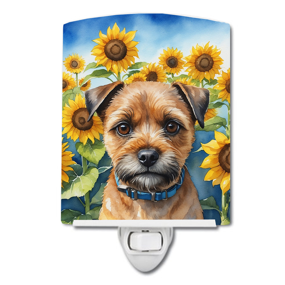 6 x 4 in. Border Terrier in Sunflowers Ceramic Night Light