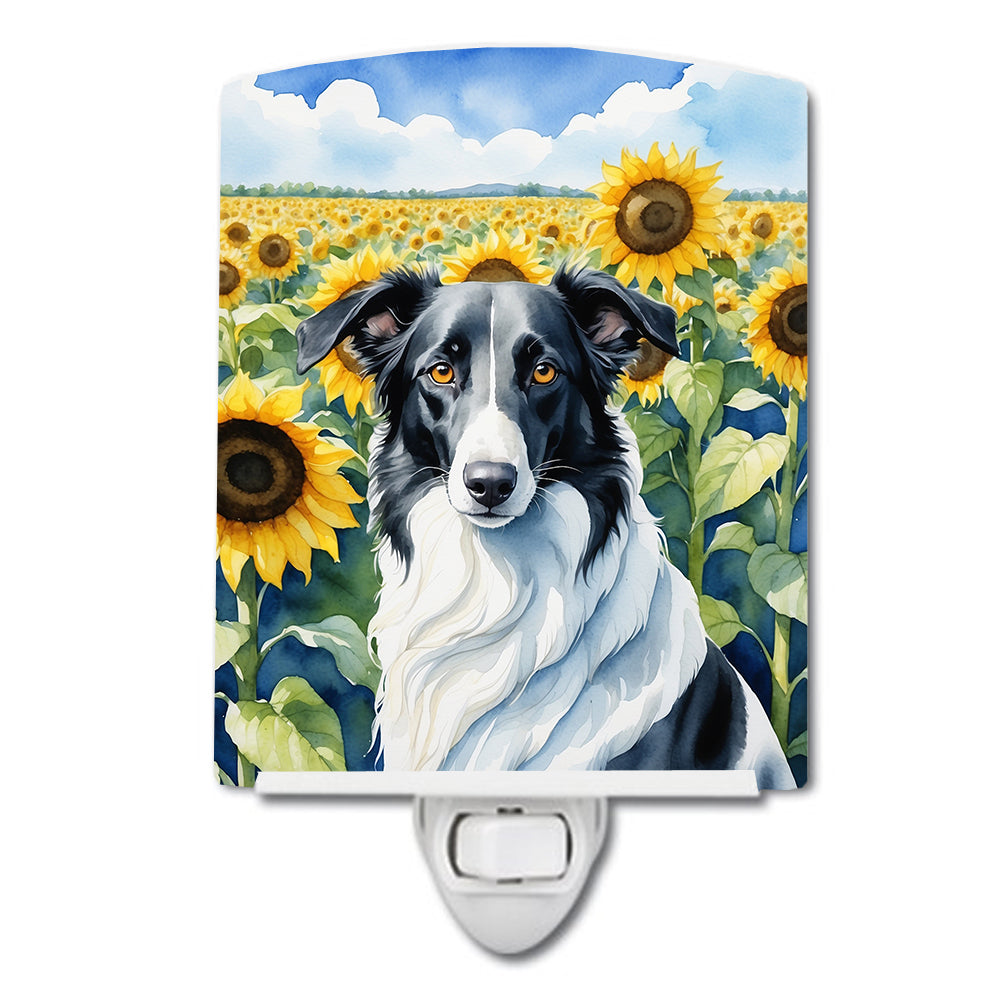 6 x 4 in. Borzoi in Sunflowers Ceramic Night Light