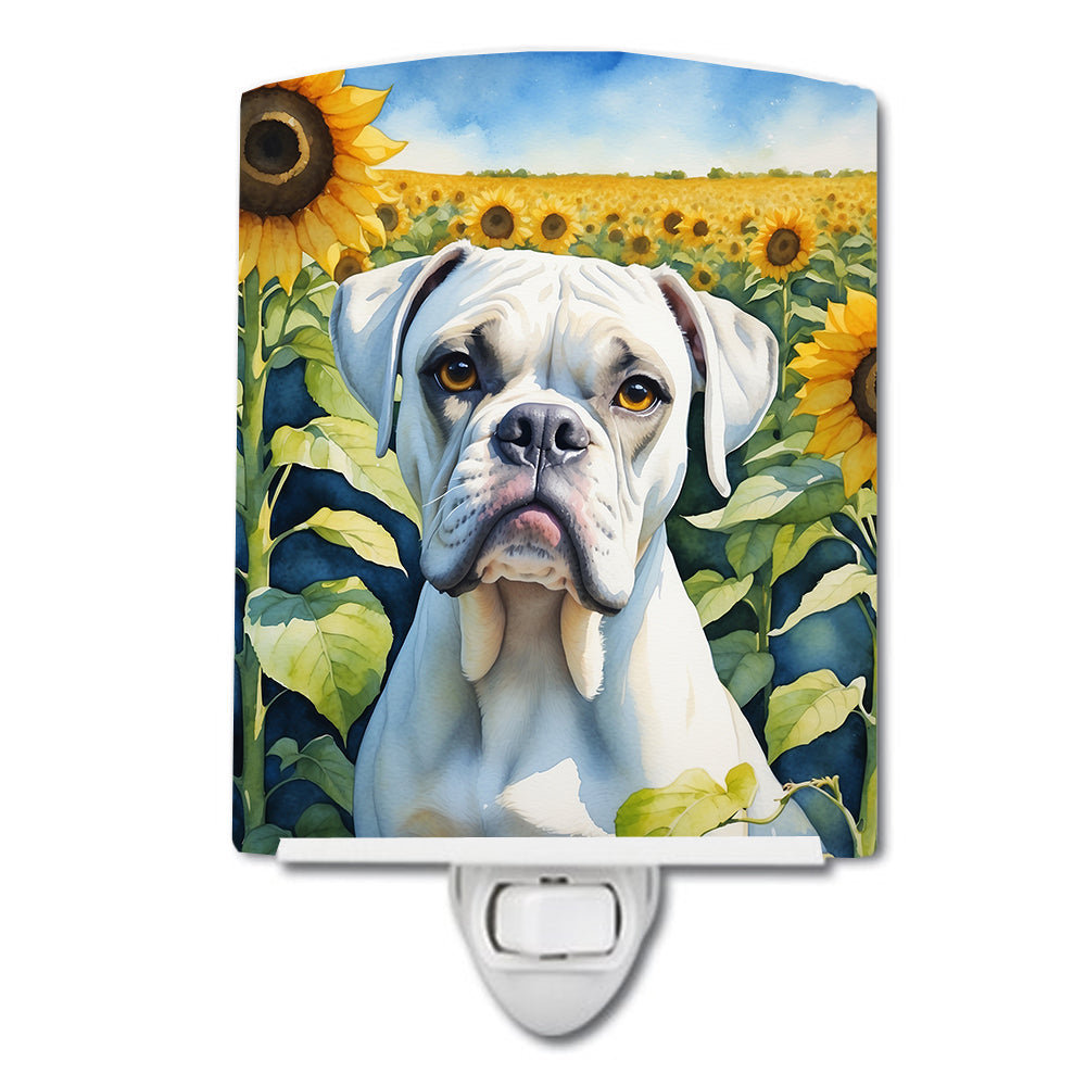 DAC6038CNL 6 x 4 in. Boxer in Sunflowers Ceramic Night Light