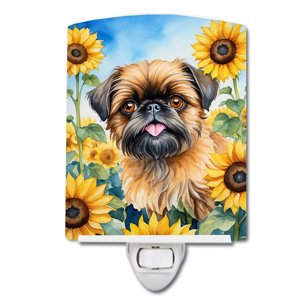 DAC6041CNL 6 x 4 in. Brussels Griffon in Sunflowers Ceramic Night Light