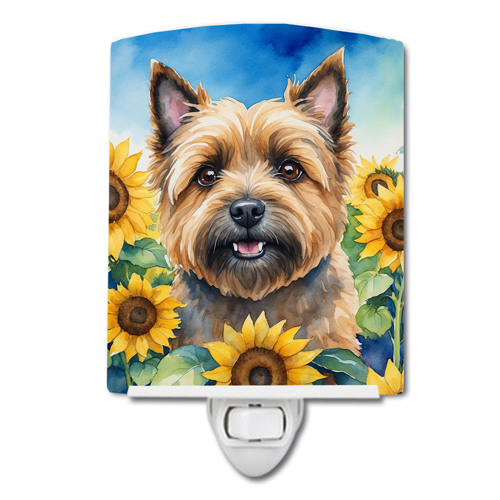 DAC6044CNL 6 x 4 in. Cairn Terrier in Sunflowers Ceramic Night Light