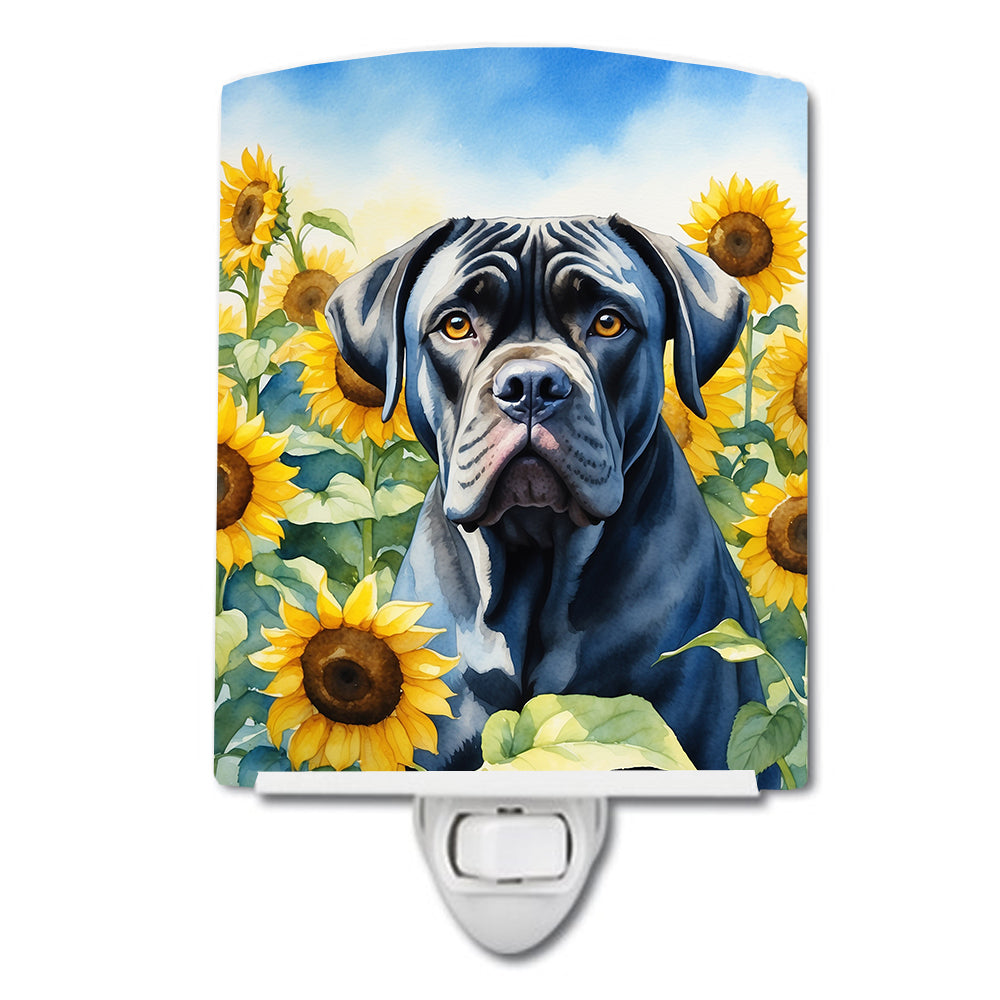 6 x 4 in. Cane Corso in Sunflowers Ceramic Night Light