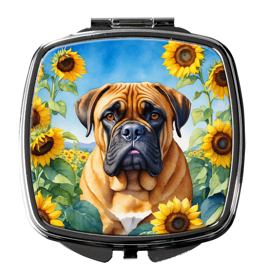 DAC6042SCM 3 x 2.75 in. Bullmastiff in Sunflowers Compact Mirror