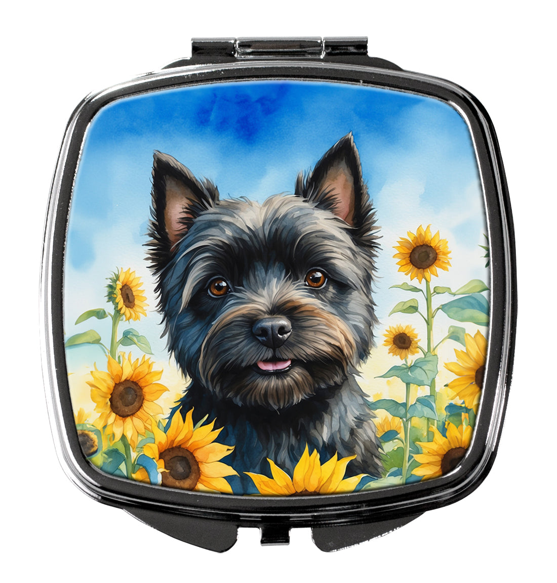 3 x 2.75 in. Cairn Terrier in Sunflowers Compact Mirror