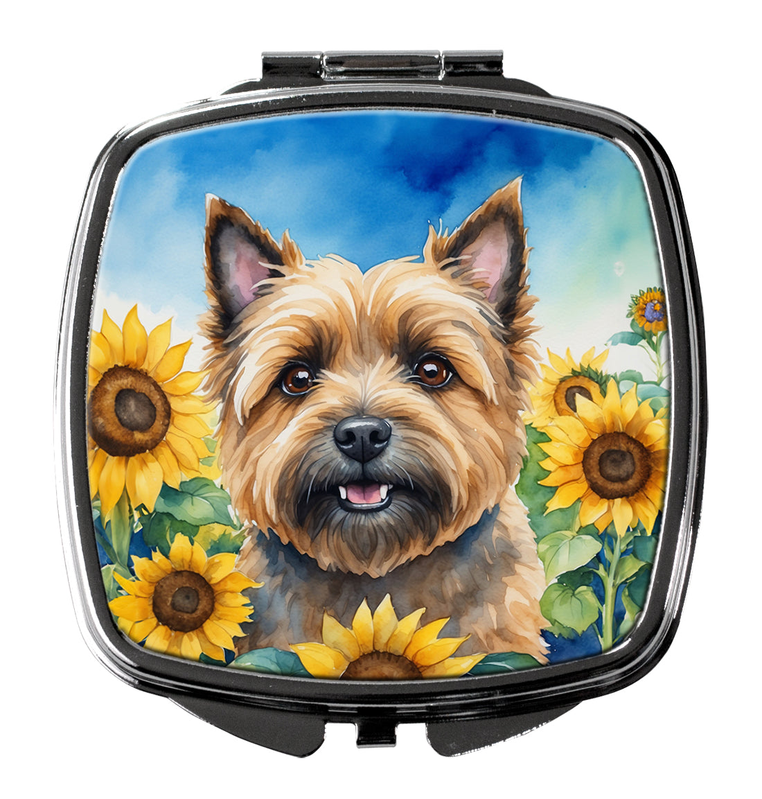 3 x 2.75 in. Cairn Terrier in Sunflowers Compact Mirror