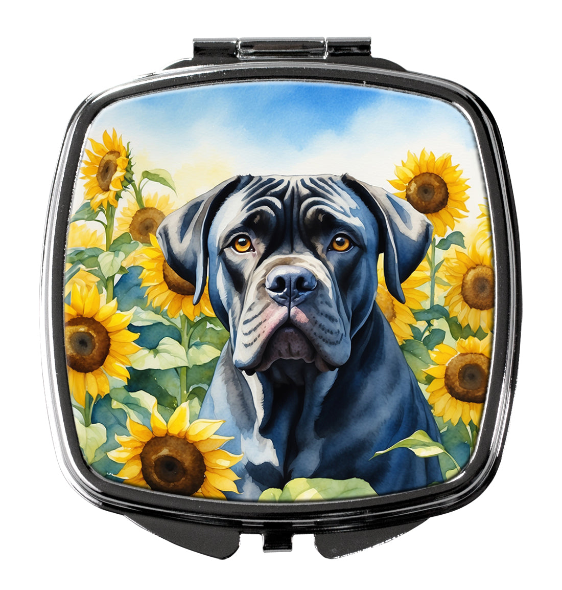 3 x 2.75 in. Cane Corso in Sunflowers Compact Mirror