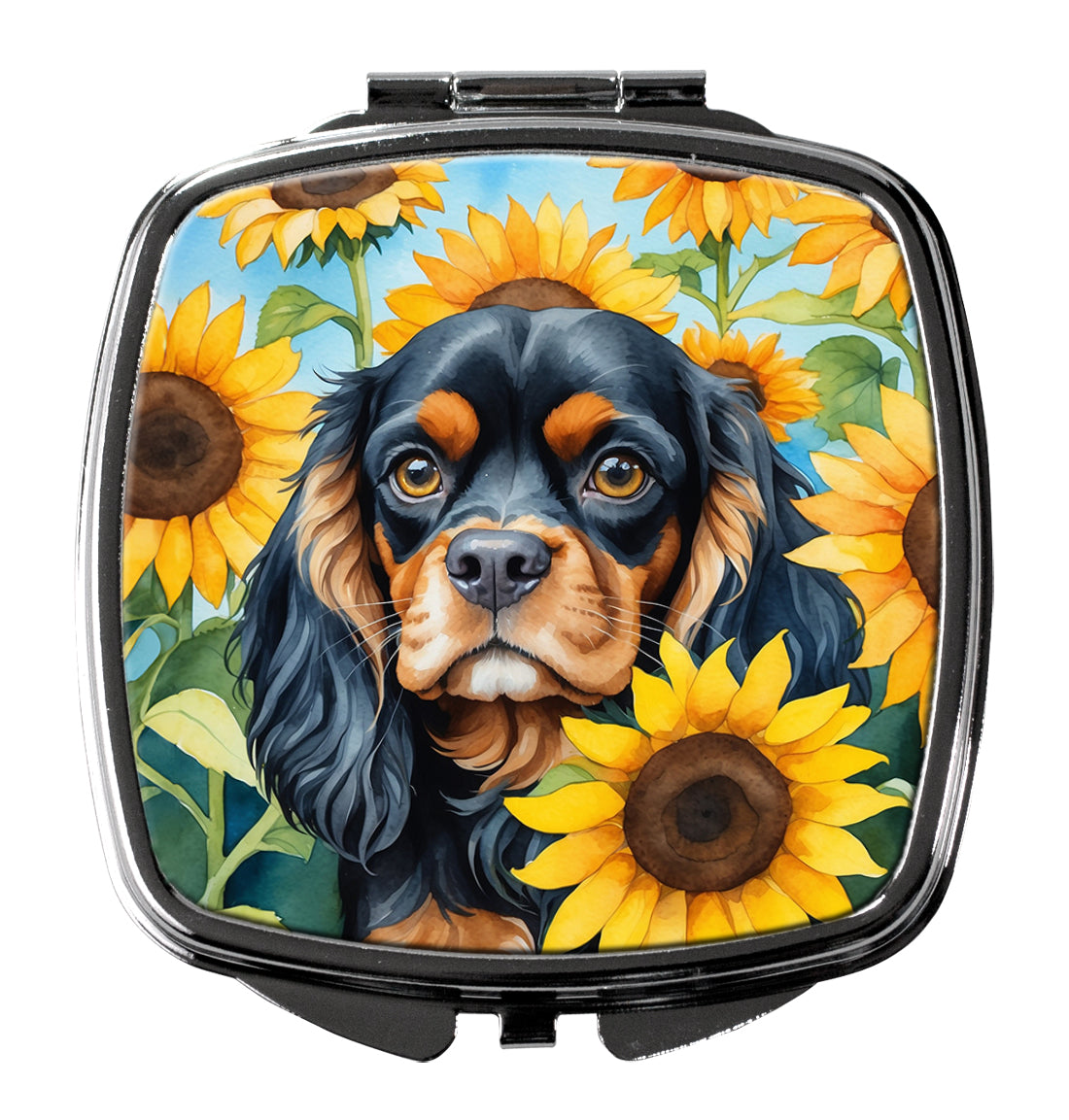 DAC6048SCM 3 x 2.75 in. Cavalier Spaniel in Sunflowers Compact Mirror