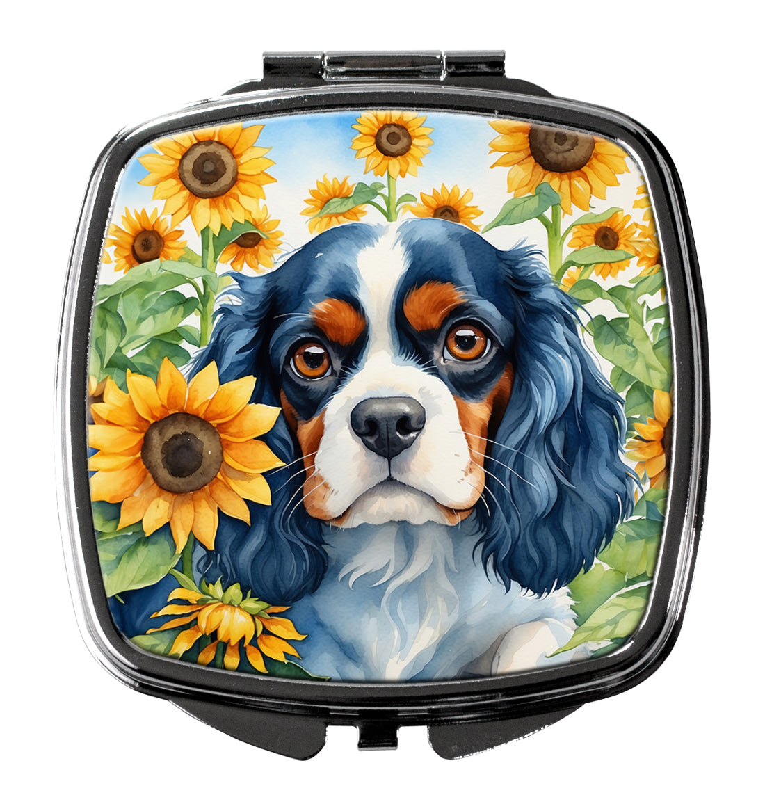 DAC6049SCM 3 x 2.75 in. Cavalier Spaniel in Sunflowers Compact Mirror