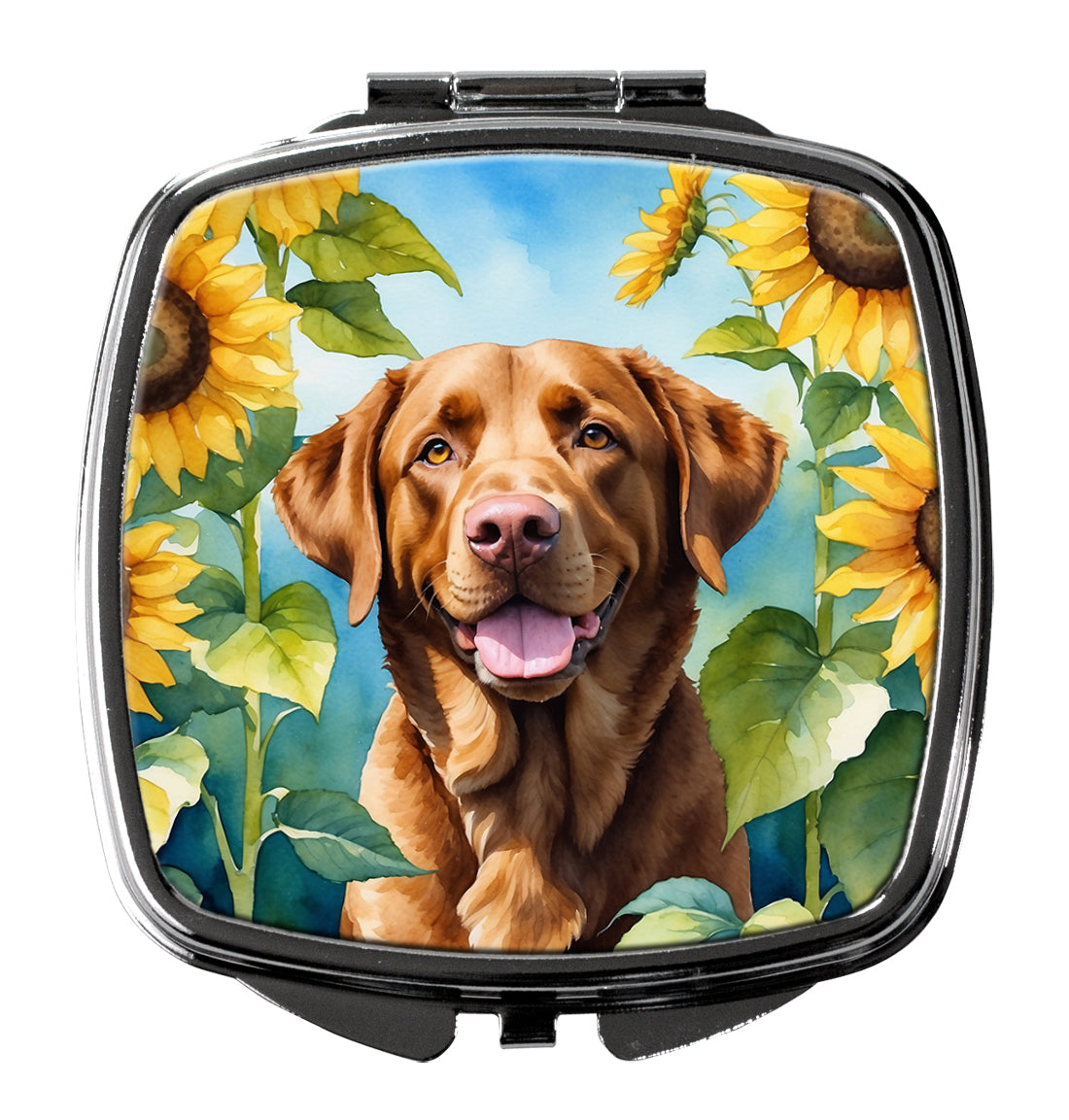 3 x 2.75 in. Chesapeake Bay Retriever in Sunflowers Compact Mirror