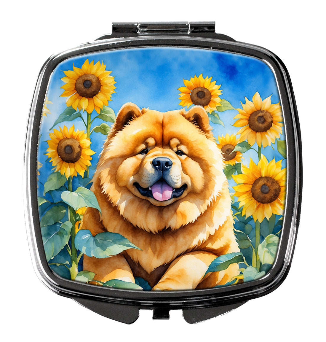 DAC6055SCM 3 x 2.75 in. Chow Chow in Sunflowers Compact Mirror