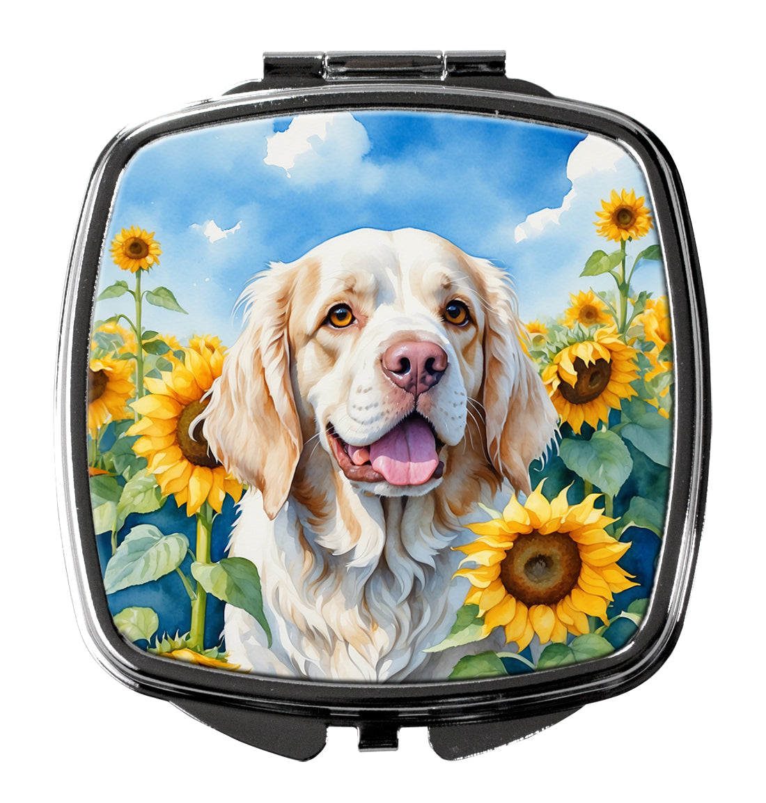DAC6056SCM 3 x 2.75 in. Clumber Spaniel in Sunflowers Compact Mirror