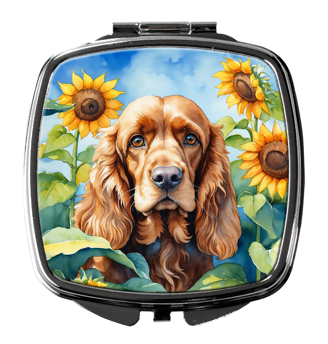 3 x 2.75 in. Cocker Spaniel in Sunflowers Compact Mirror