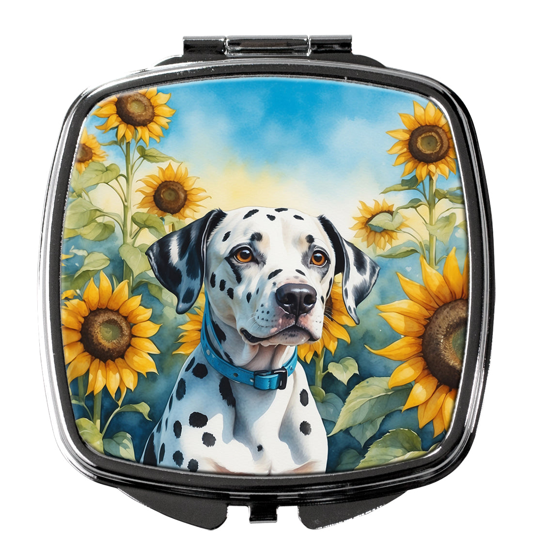 3 x 2.75 in. Dalmatian in Sunflowers Compact Mirror