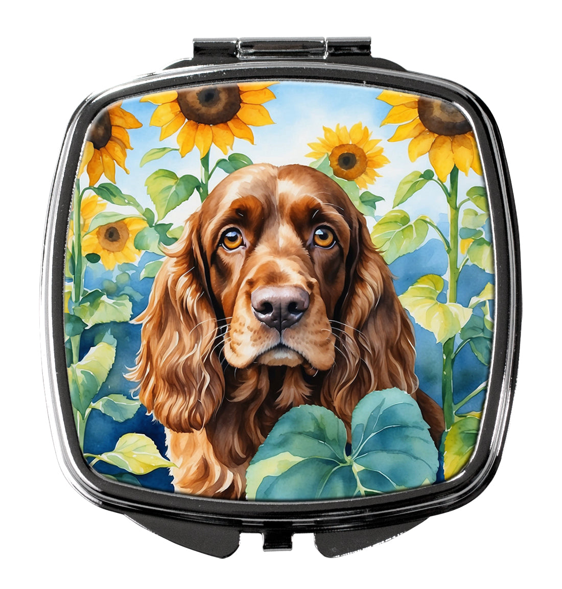 3 x 2.75 in. English Cocker Spaniel in Sunflowers Compact Mirror