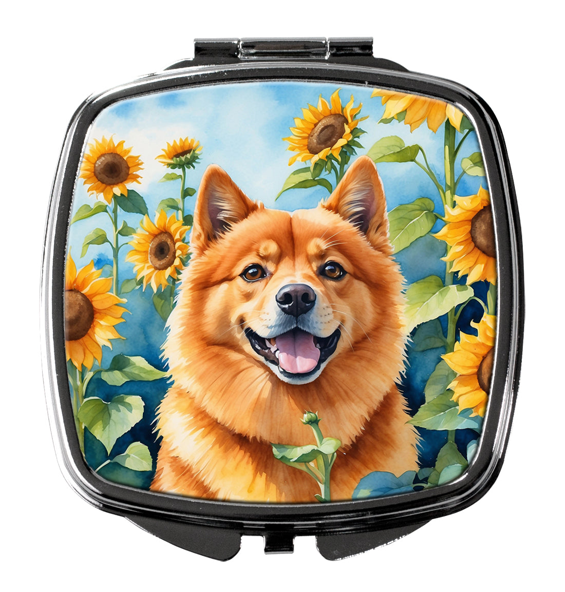 DAC6077SCM 3 x 2.75 in. Finnish Spitz in Sunflowers Compact Mirror