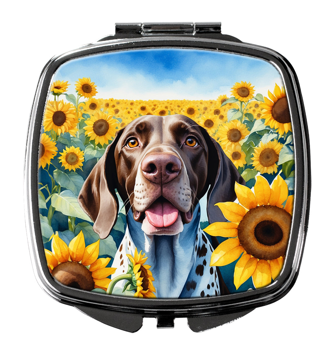 DAC6085SCM 3 x 2.75 in. German Shorthaired Pointer in Sunflowers Compact Mirror
