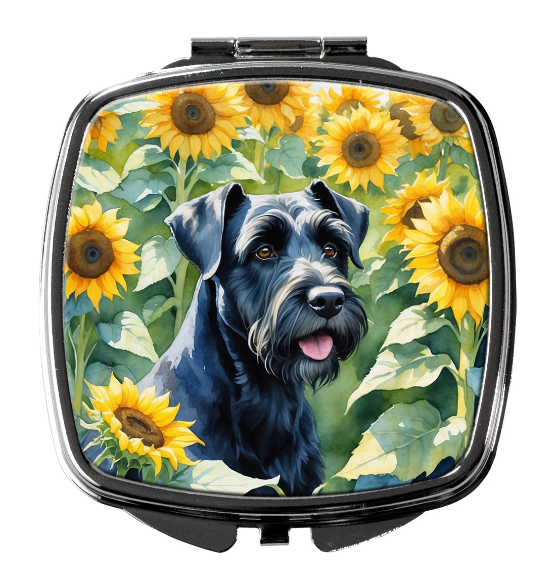 3 x 2.75 in. Giant Schnauzer in Sunflowers Compact Mirror