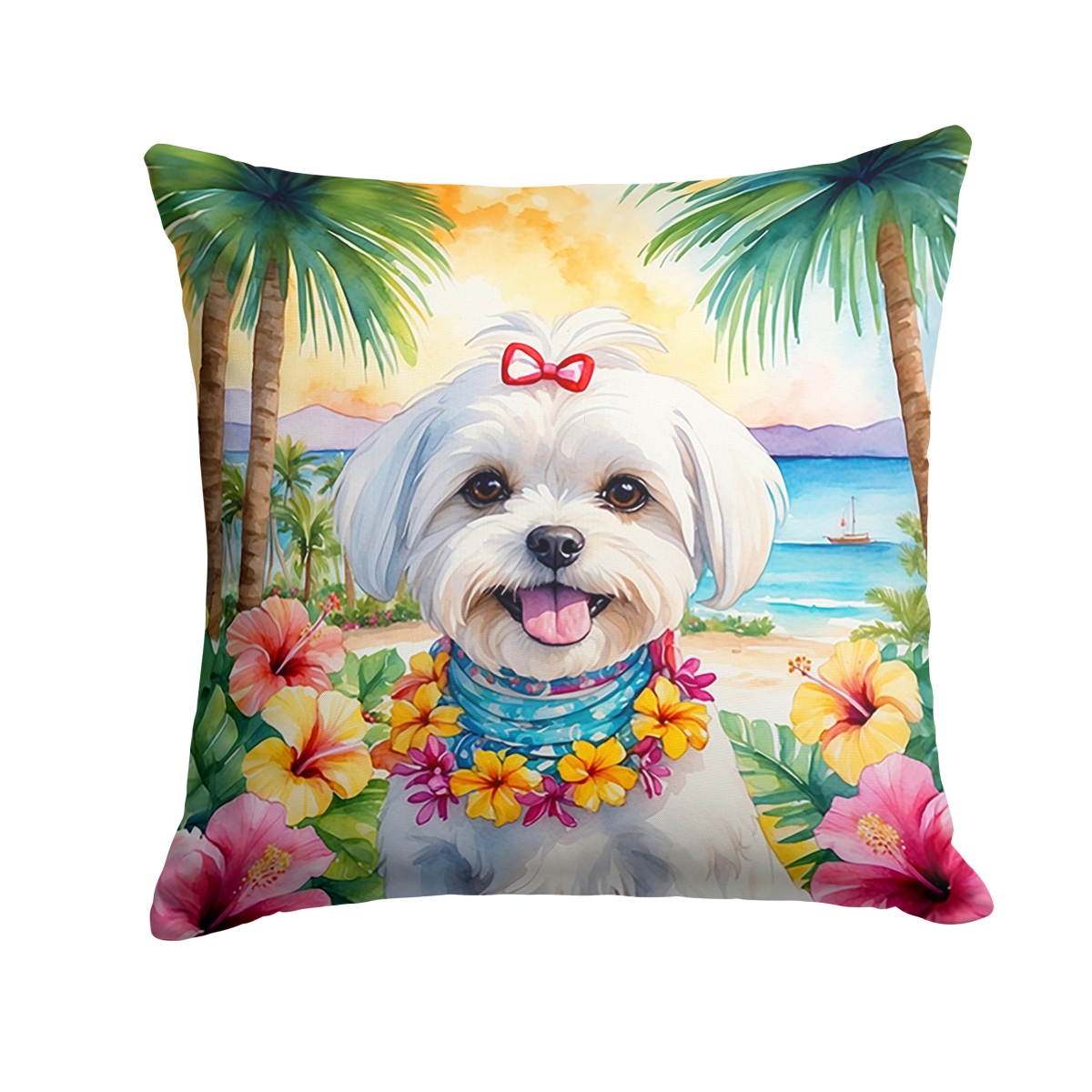 DAC6471PW1414 14 x 14 in. Maltese Luau Throw Pillow