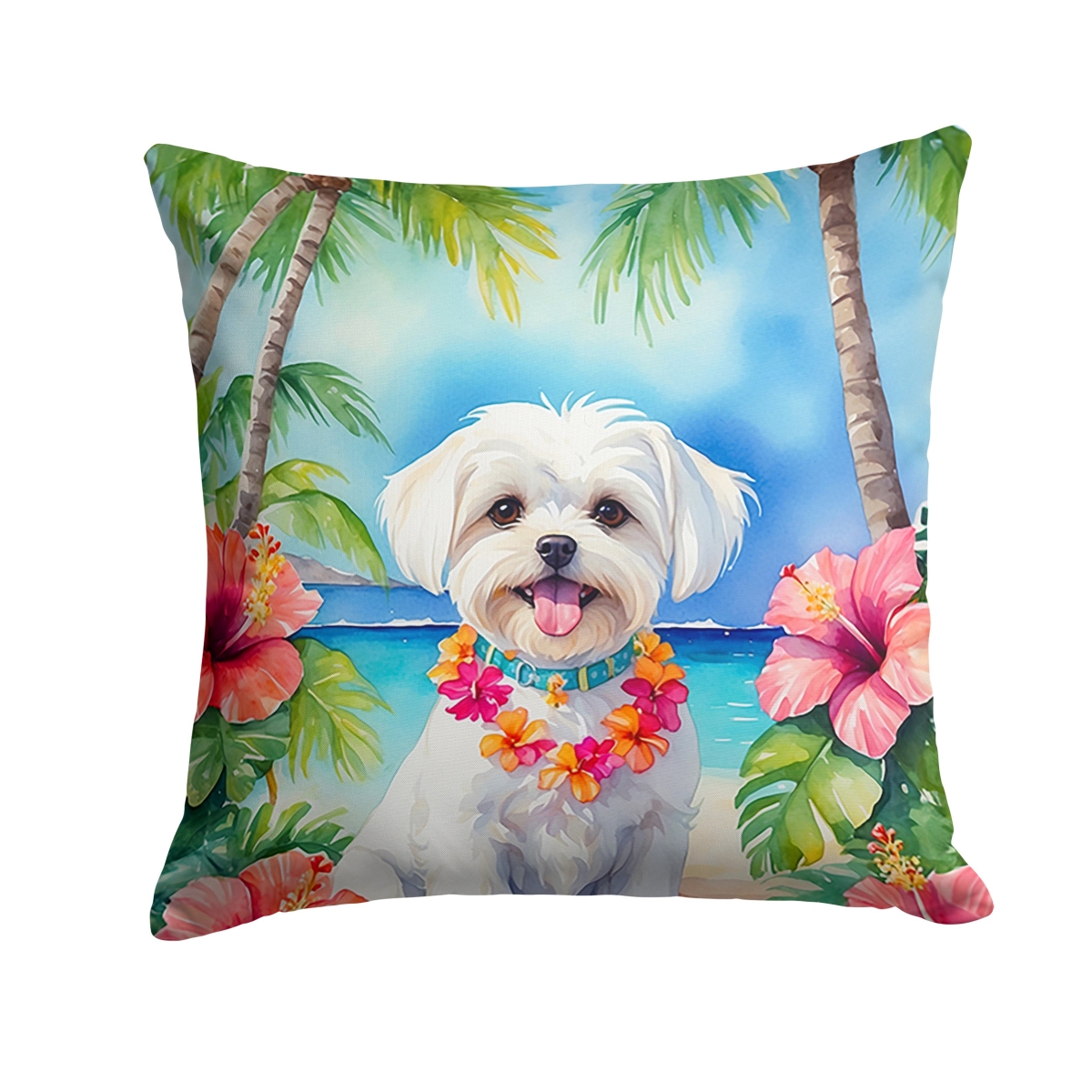14 x 14 in. Maltese Luau Throw Pillow