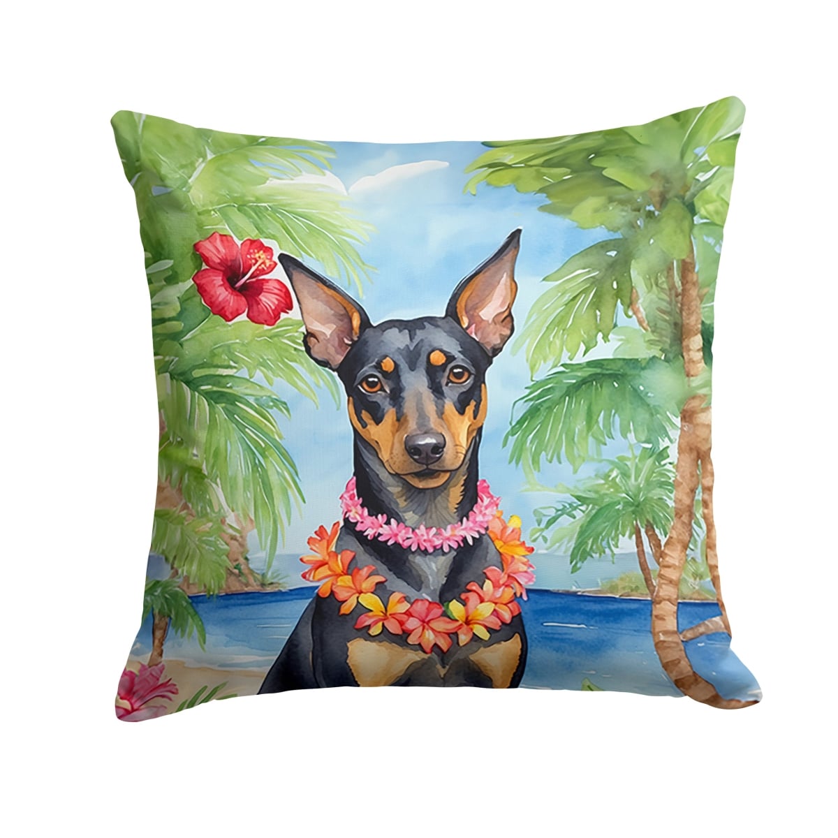 14 x 14 in. Manchester Terrier Luau Throw Pillow