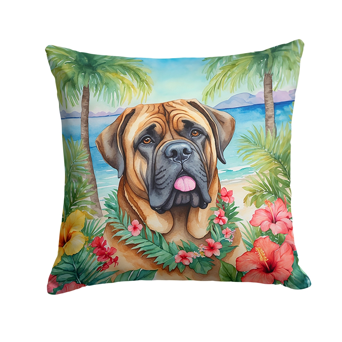 14 x 14 in. Mastiff Luau Throw Pillow