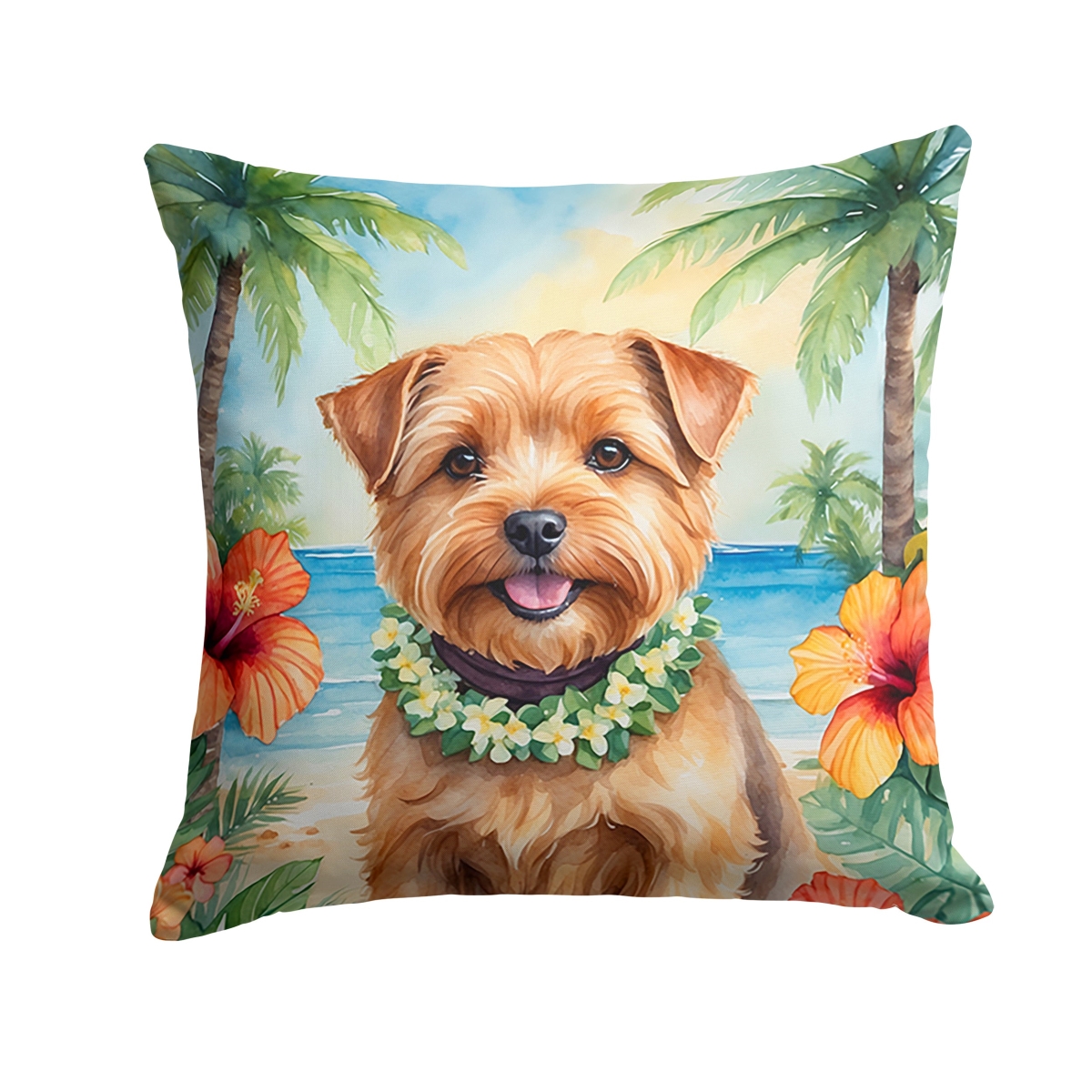 14 x 14 in. Norfolk Terrier Luau Throw Pillow