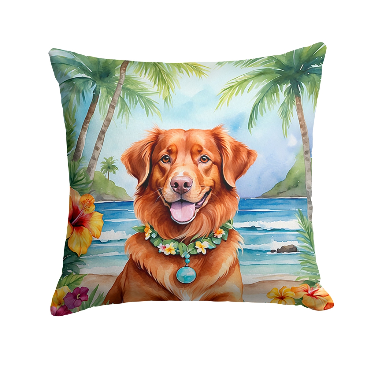 14 x 14 in. Nova Scotia Duck Tolling Retriever Luau Throw Pillow