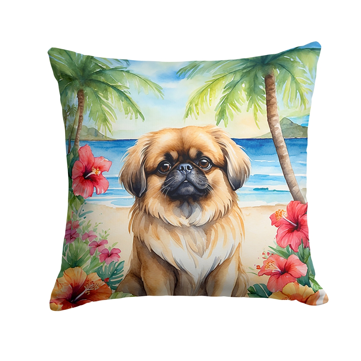 14 x 14 in. Pekingese Luau Throw Pillow