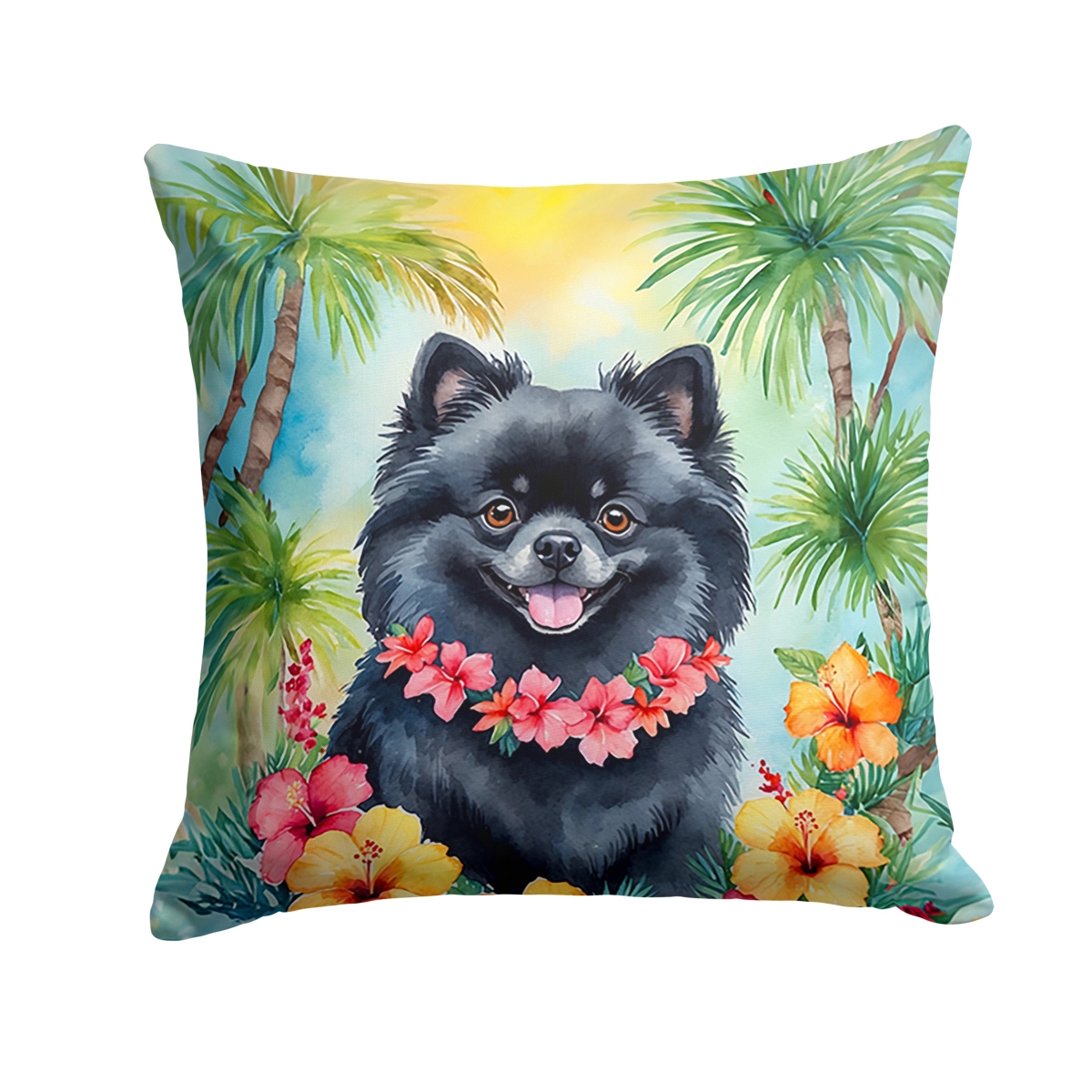14 x 14 in. Pomeranian Luau Throw Pillow