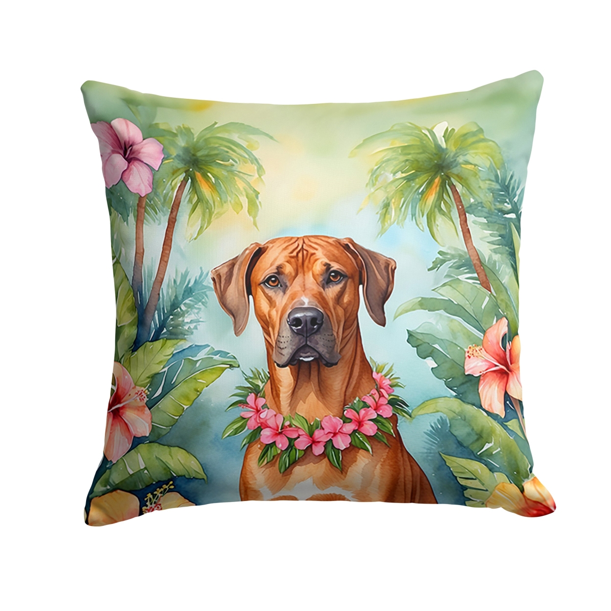 DAC6507PW1414 14 x 14 in. Rhodesian Ridgeback Luau Throw Pillow