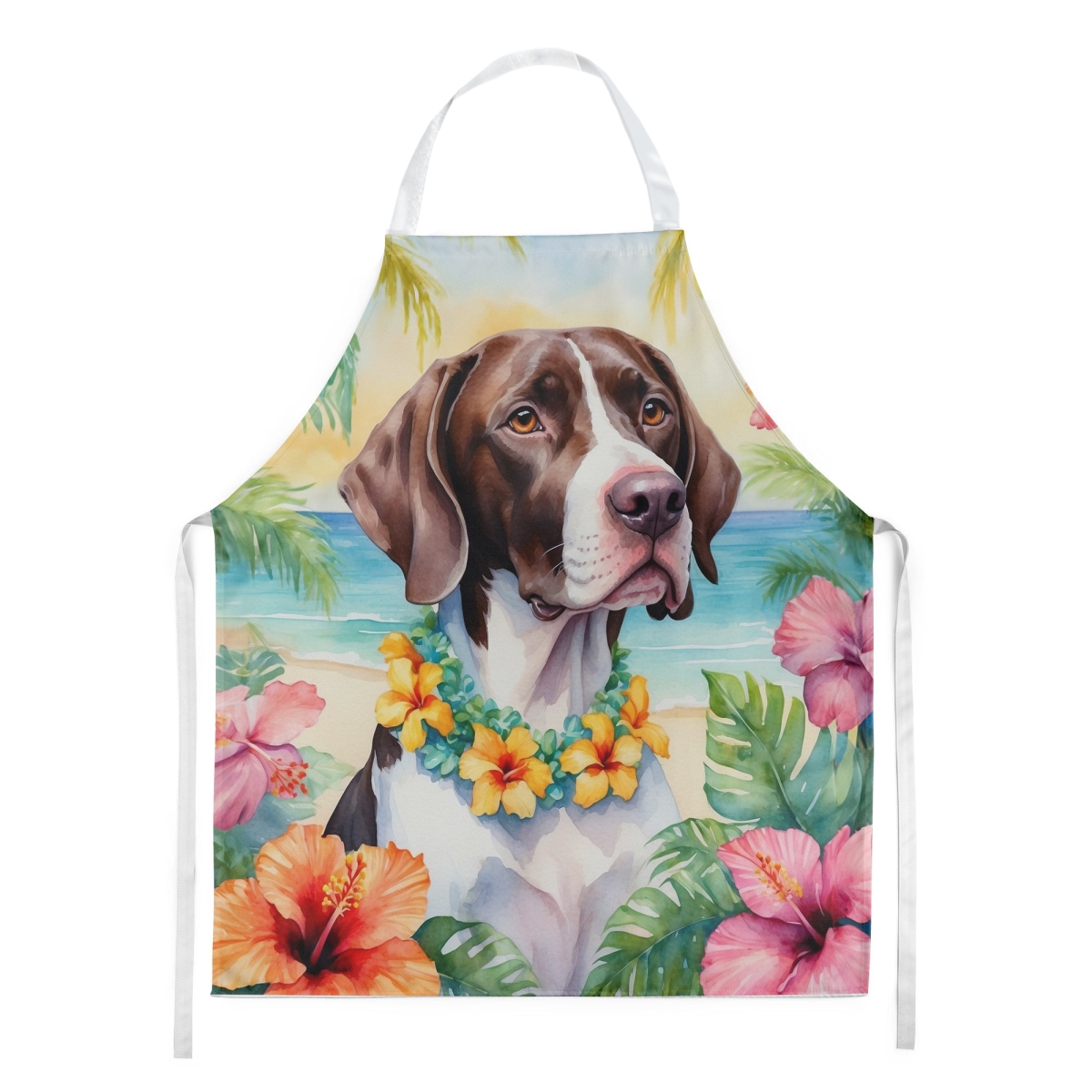 Picture of Carolines Treasures DAC6492APRON 30 x 27 in. Pointer Luau Apron