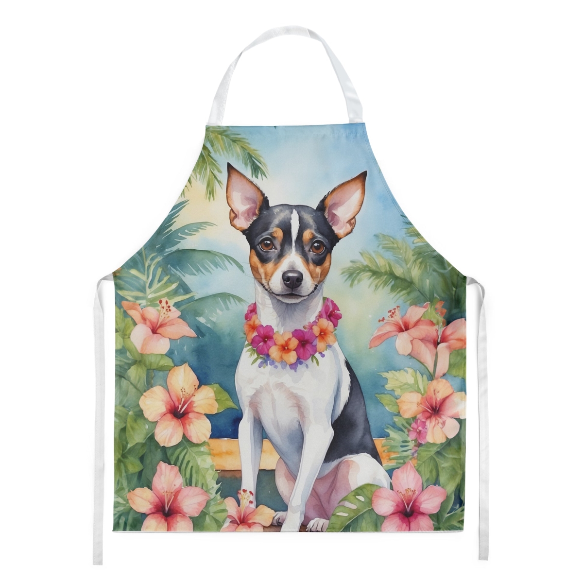 Picture of Carolines Treasures DAC6505APRON 30 x 27 in. Rat Terrier Luau Apron